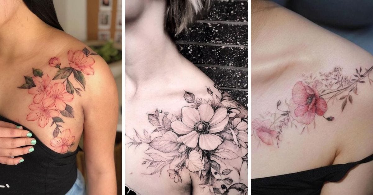 Tatuagem Floral no ombro feminino