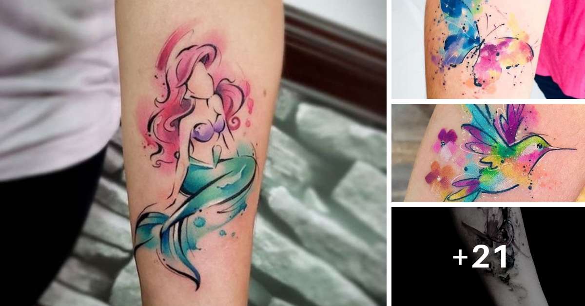 tatuagens femininas de estilo aquarela