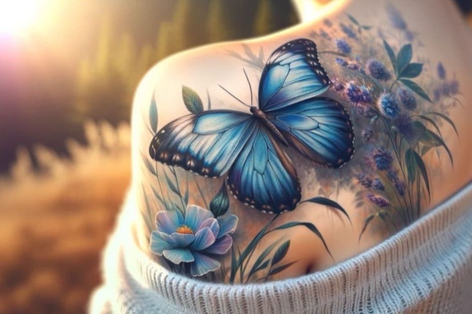 borboleta no ombro feminino