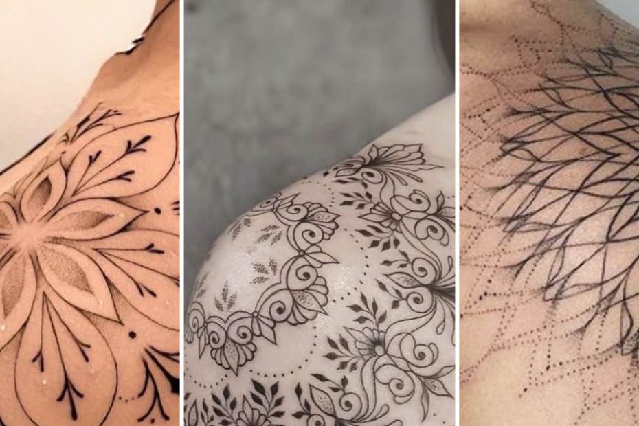 Tatuagens Femininas de Flores e Mandalas no Ombro