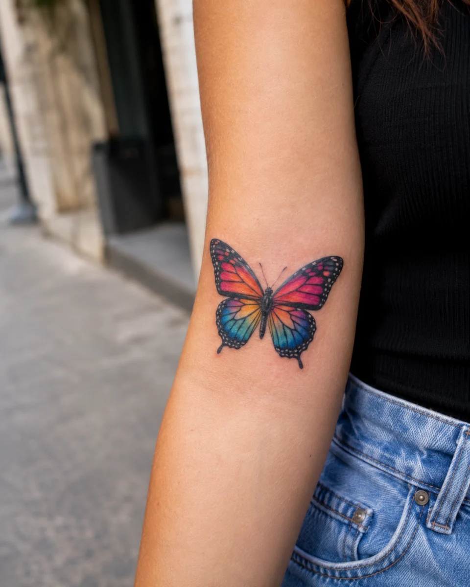 Tatuagem de Borboleta Colorida no Braço: Inspirações Femininas - imagem 10