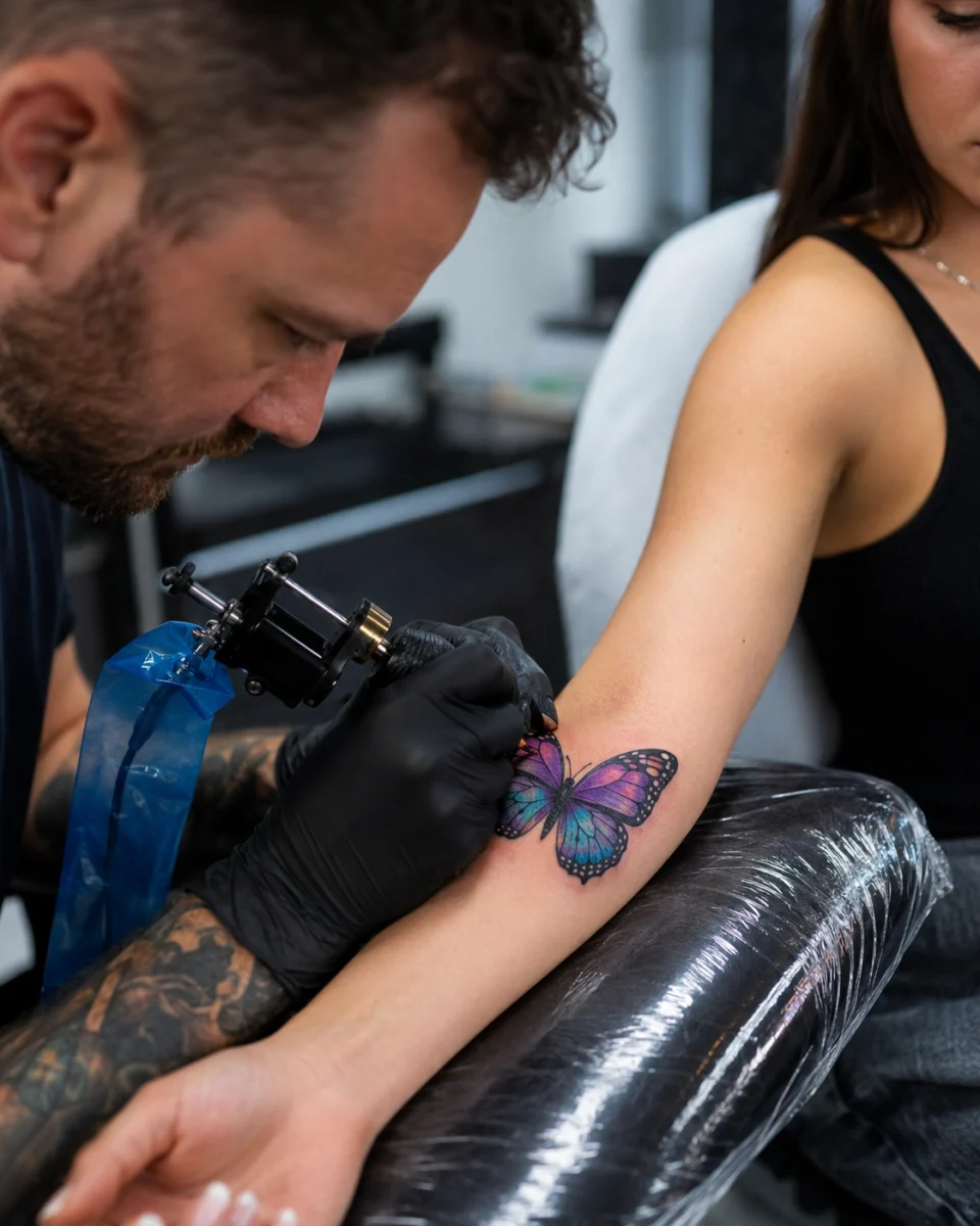 Tatuagem de Borboleta Colorida no Braço: Inspirações Femininas - imagem 4