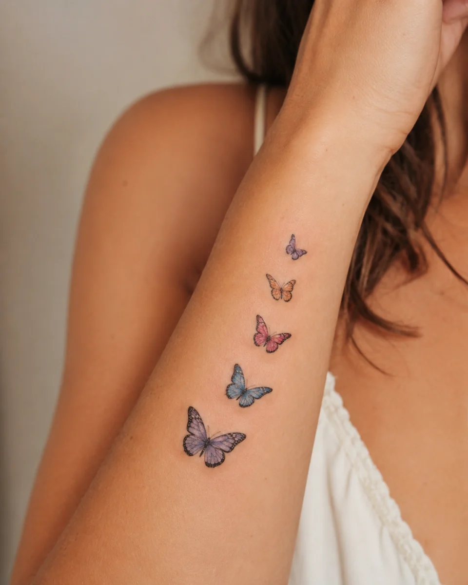 Tatuagem de Borboleta Colorida no Braço: Inspirações Femininas - imagem 6