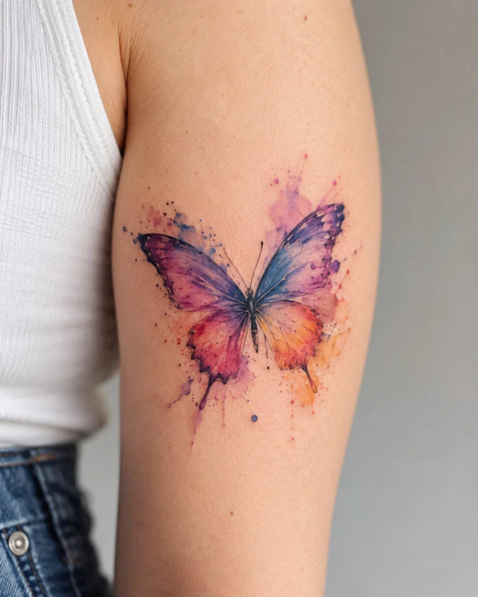 Tatuagem de Borboleta Colorida no Braço: Inspirações Femininas - imagem 7