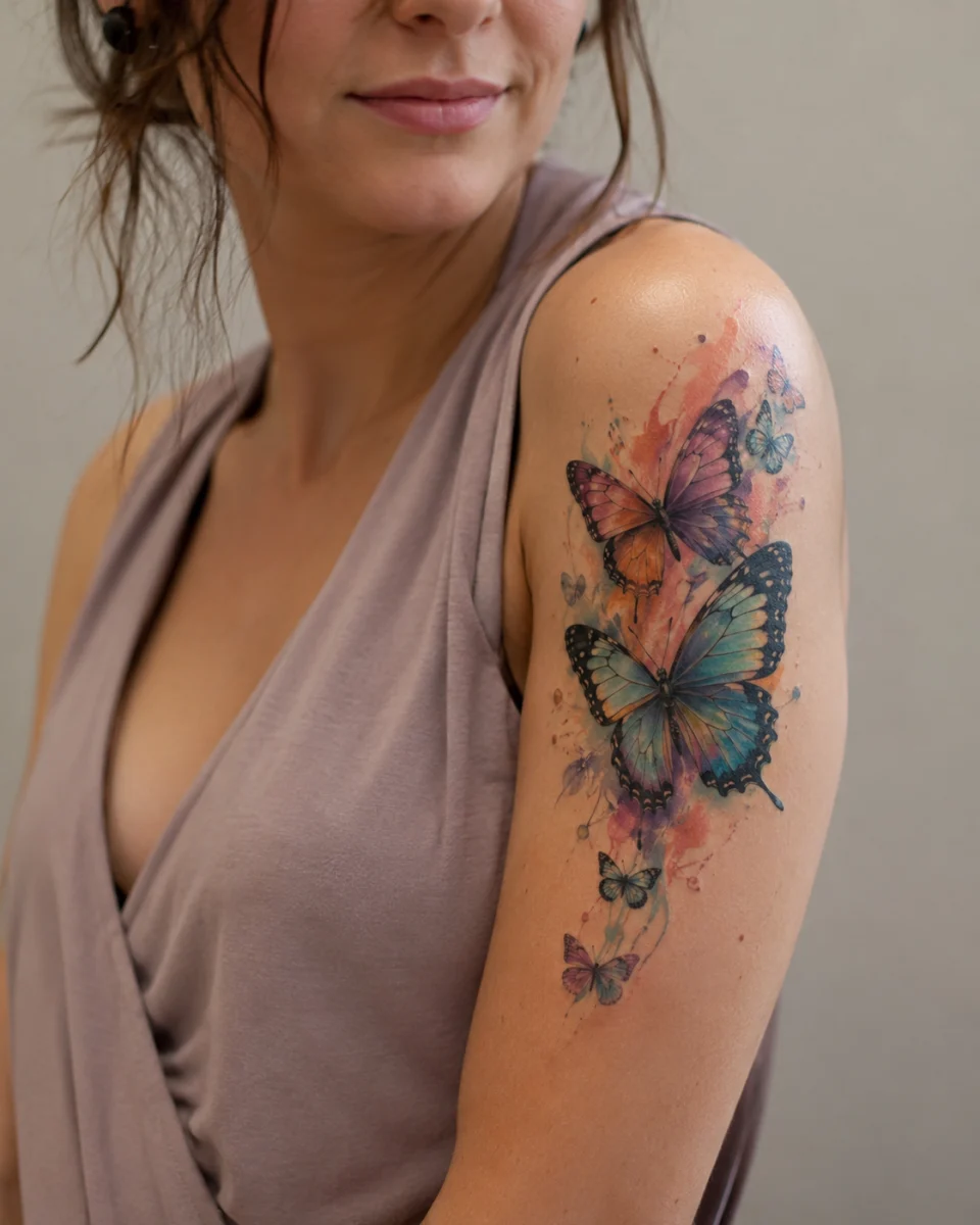 Tatuagem de Borboleta Colorida no Braço: Inspirações Femininas - imagem 8