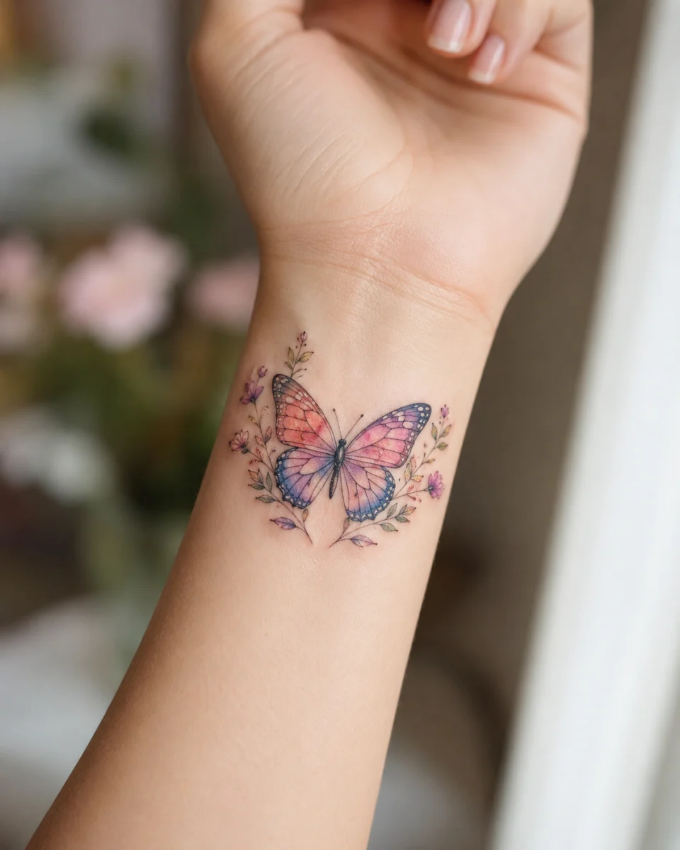 Tatuagem de Borboleta Colorida no Braço: Inspirações Femininas - imagem 9