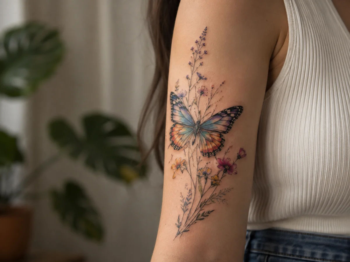 Tatuagens Femininas de Borboletas Coloridas: Ideias e Significados - imagem 2