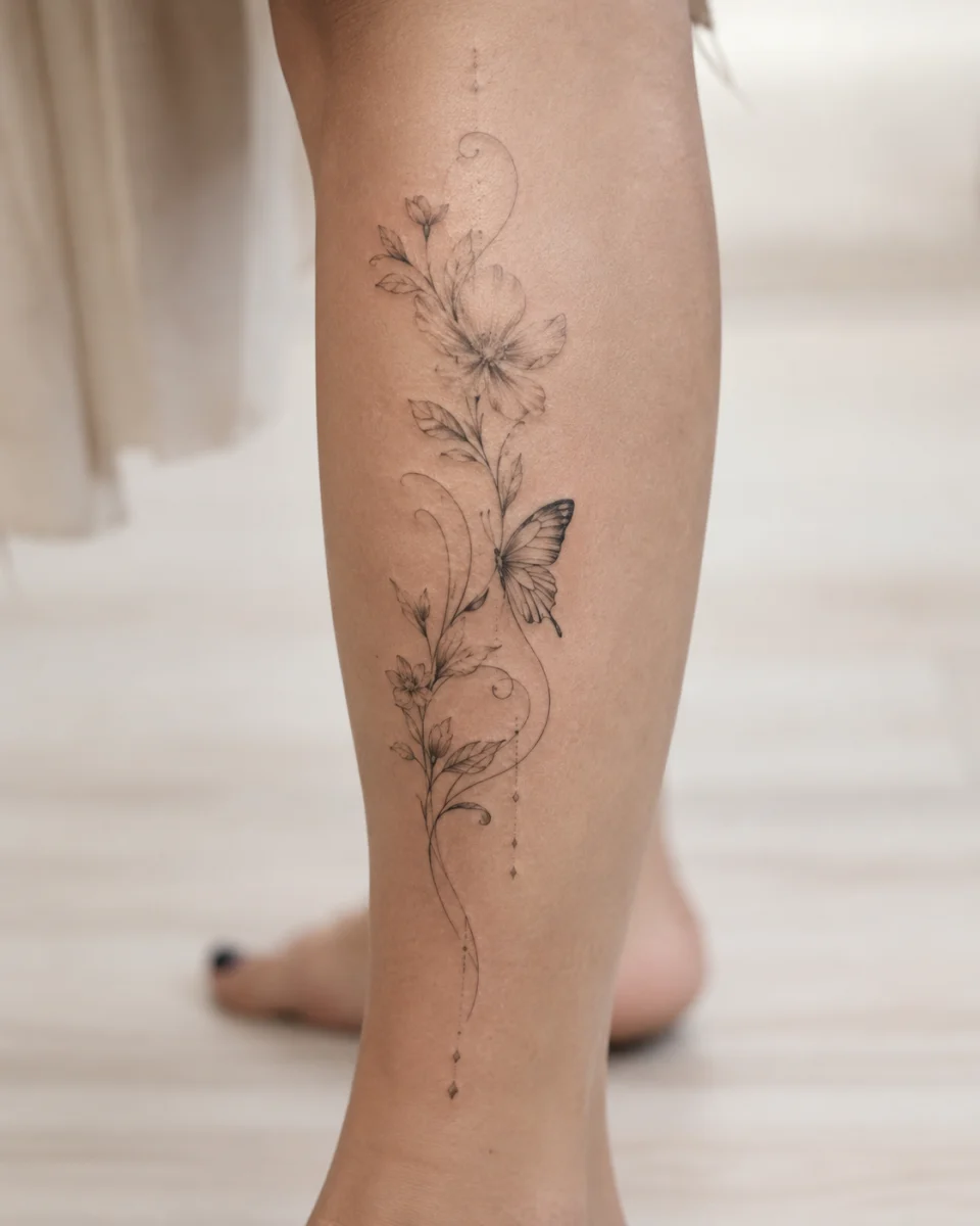 Tatuagens femininas na panturrilha: ideias e significados - imagem 1