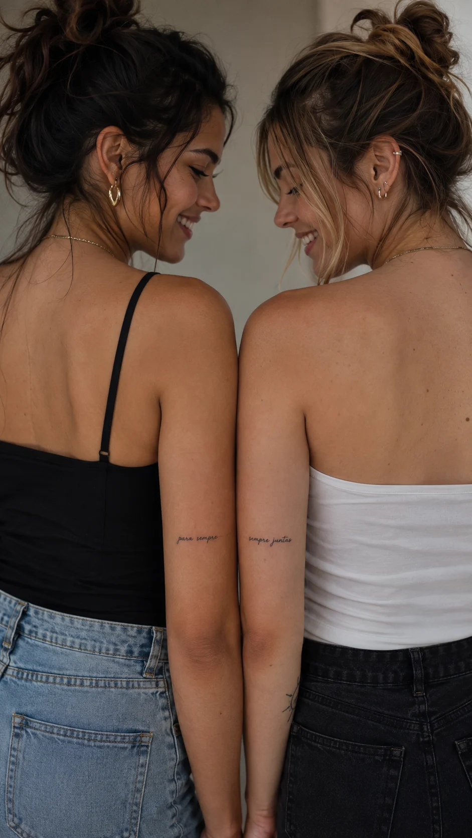Tatuagens pequenas de estrelas em tornozelos femininos.