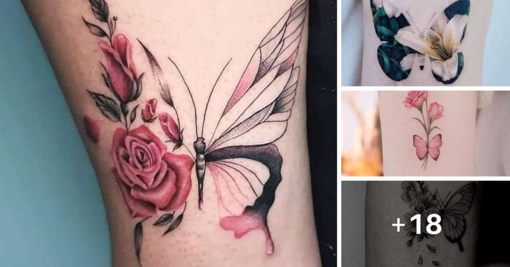 21 Tatuagens femininas de borboletas e flores: simbolismo da beleza e ...