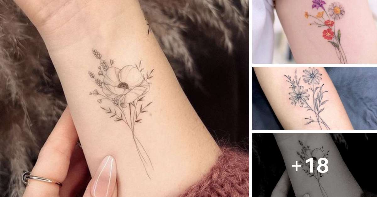tatuagem de pequeno ramo de flores