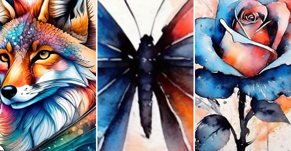 Tatuagens Femininas - Raposa, Rosa e Borboleta