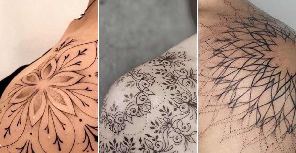 Tatuagens Femininas de Flores e Mandalas no Ombro
