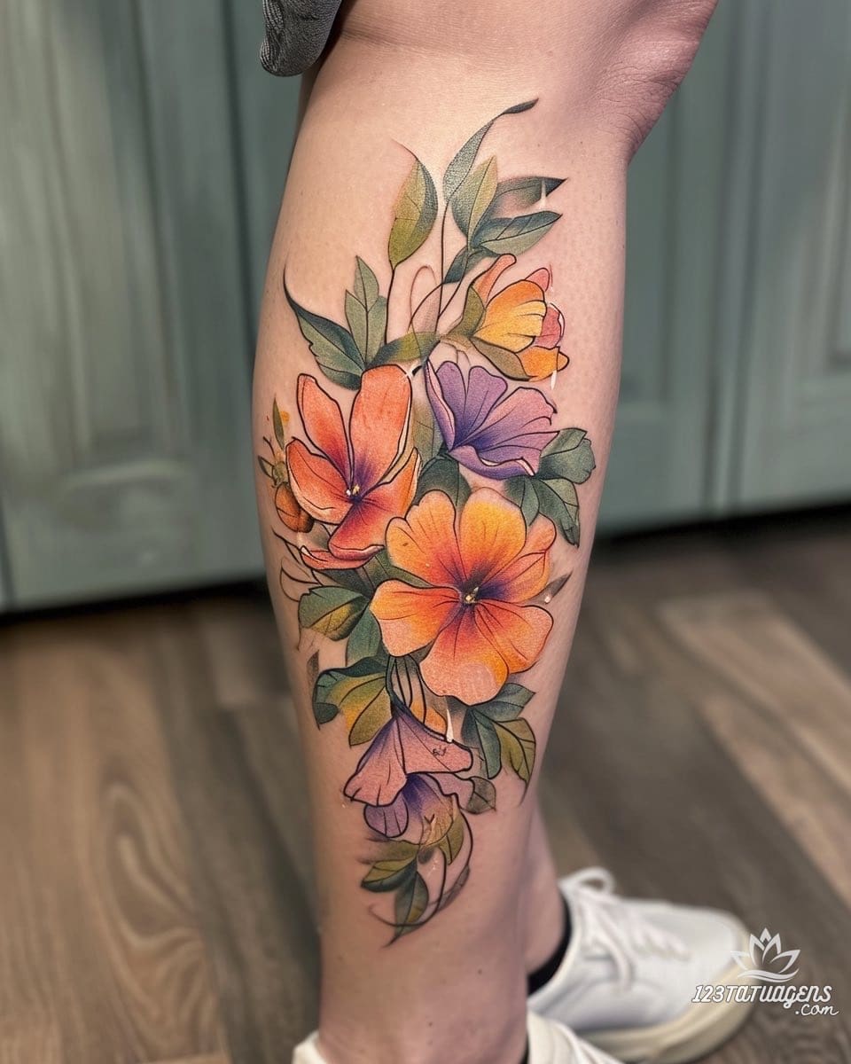 18 Tatuagens Femininas Florais na Perna: Beleza e Significado - 123 ...