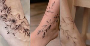 tatuagens de flores nos pés