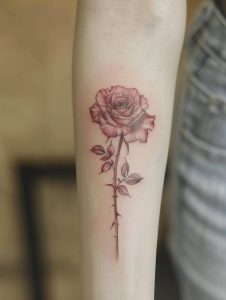 Tatuagem de uma rosa no braço