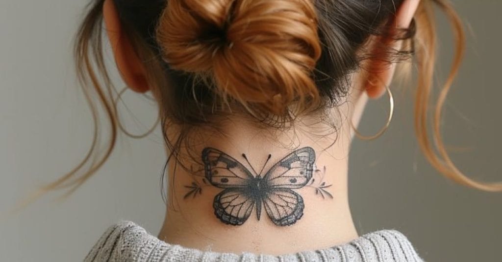 tatuagens de borboleta na nuca