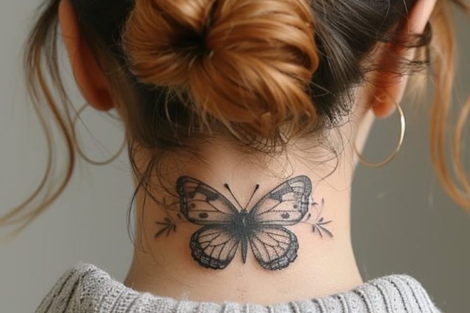 tatuagens de borboleta na nuca