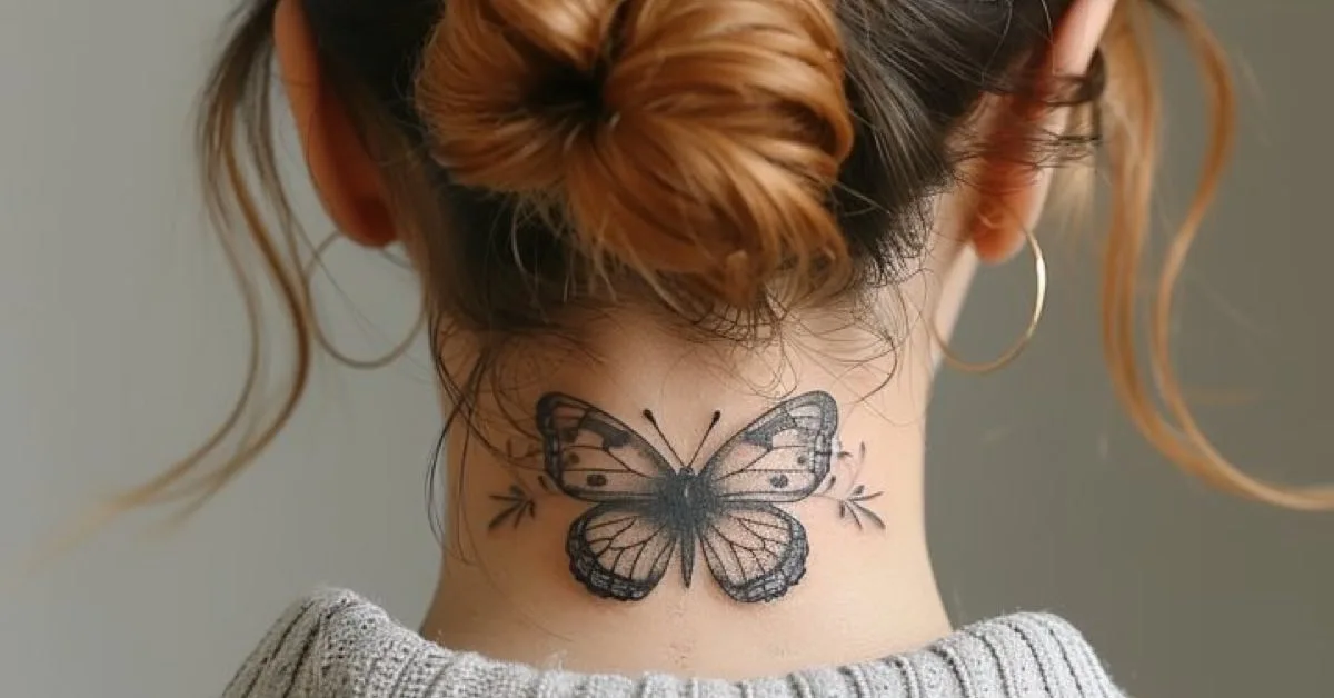 tatuagens de borboleta na nuca