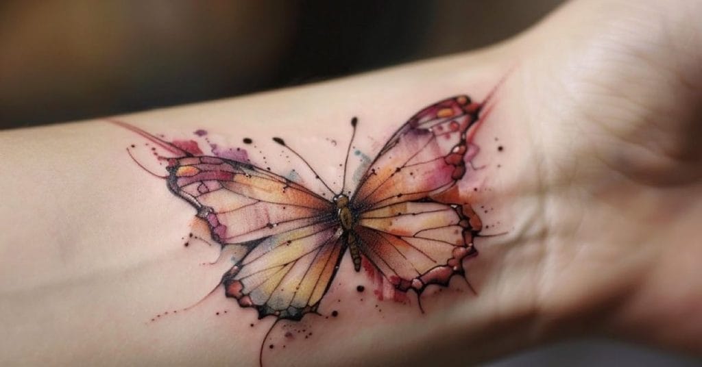 tatuagens de borboletas aquarela no pulso