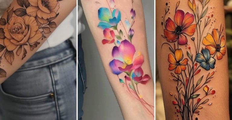11 Ideias de Tatuagens Florais no Braço para Mulheres Elegantes