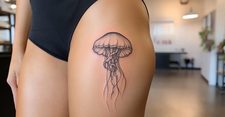 16 Tatuagem Minimalista de Água-Viva: Elegância em Linhas Finas