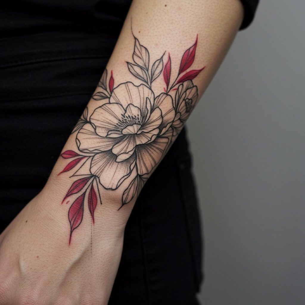 tatuagens florais estilo bracelete