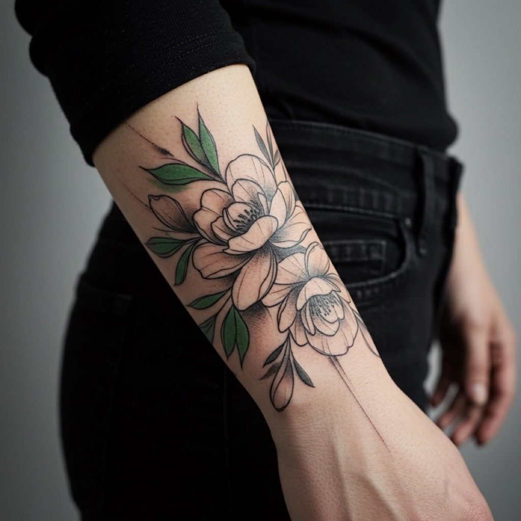 tatuagens florais estilo bracelete