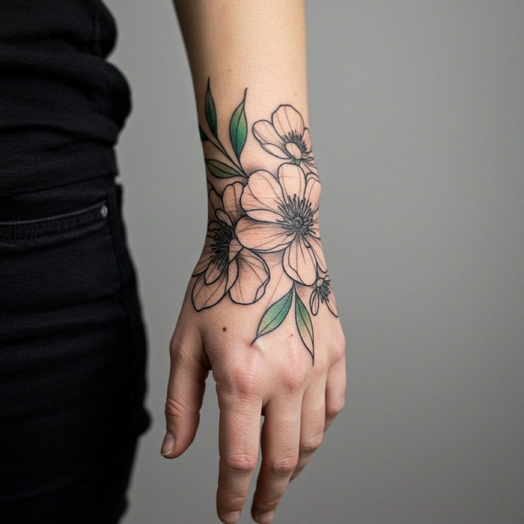 tatuagens florais estilo bracelete