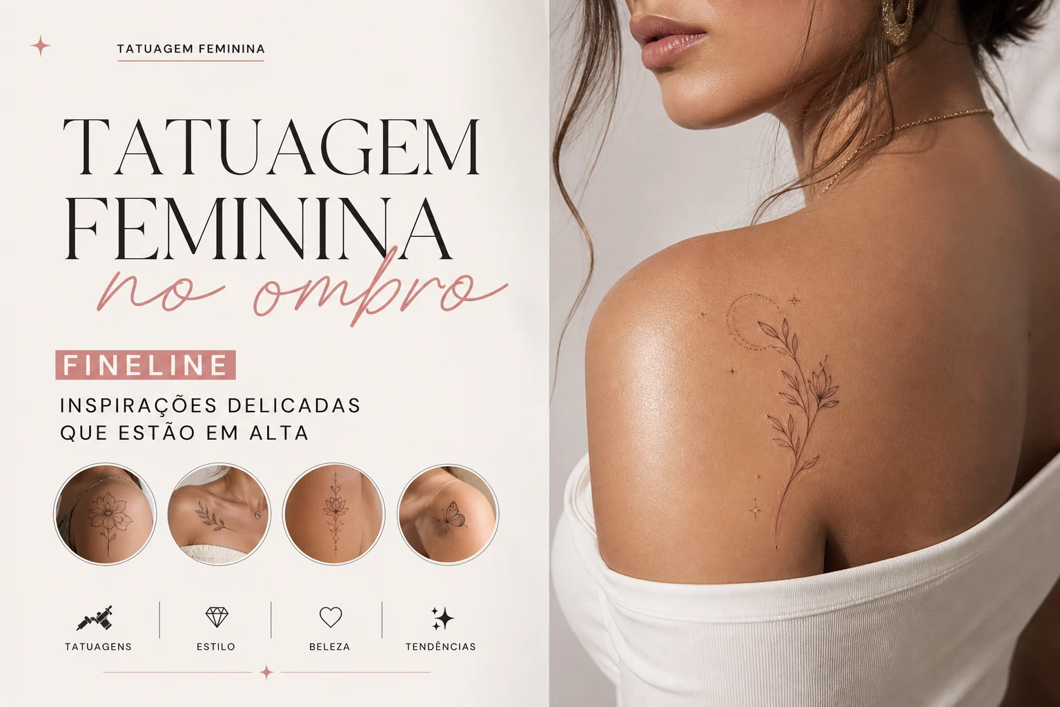 Tatuagem Feminina no Ombro Fineline: Inspirações Delicadas que Estão em Alta