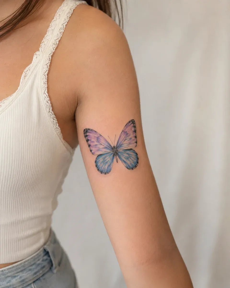 Tatuagem de Borboleta Colorida no Braço: Inspirações Femininas
