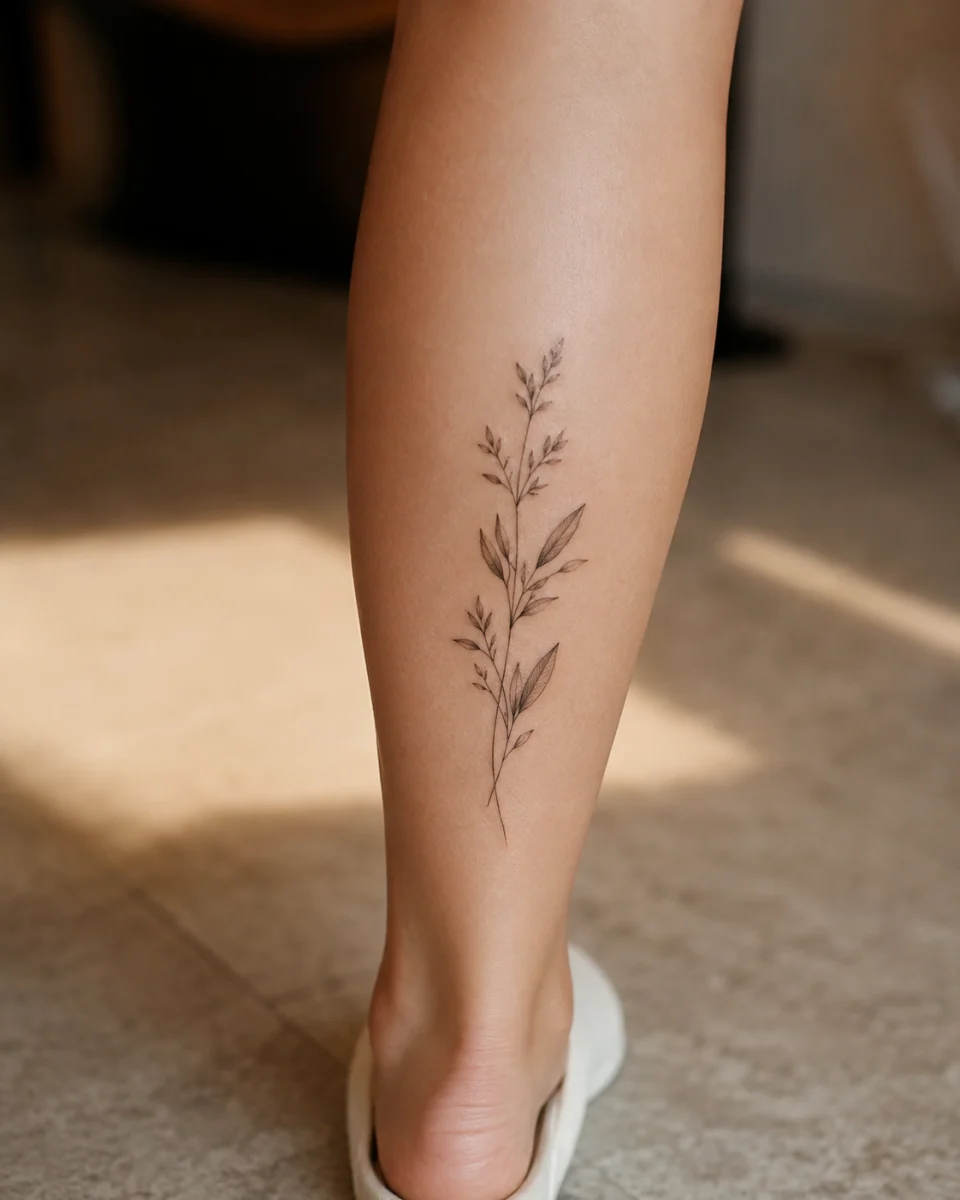 Tatuagem delicada na panturrilha feminina: inspirações elegantes - imagem 2