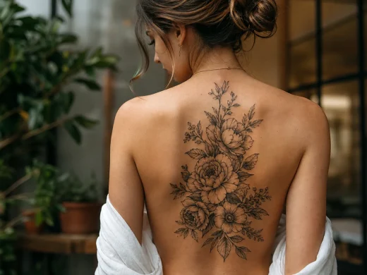 Flores nas costas: significados, ideias e composição de tatuagens femininas