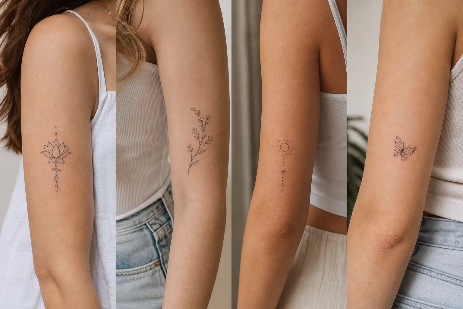 Ideias de desenhos minimalistas femininos para o braço