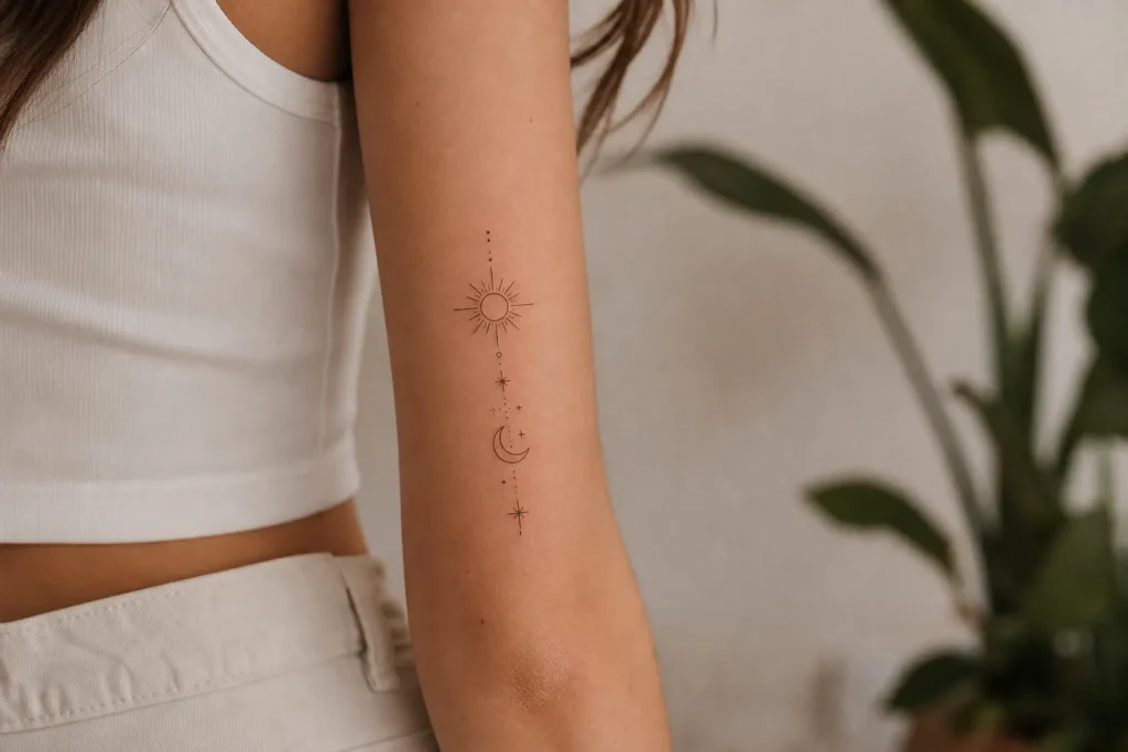 Lua, sol e estrelas