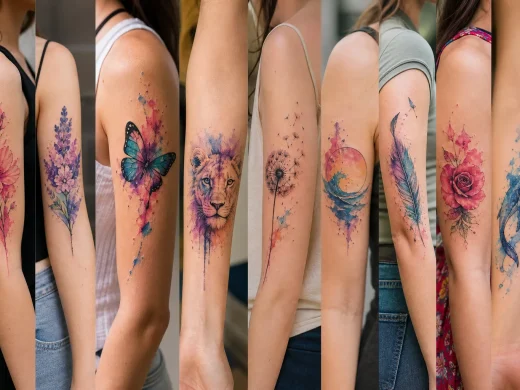 9 tatuagens femininas no braço em aquarela: ideias e como escolher