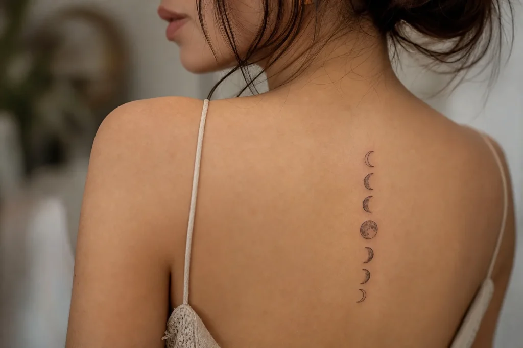1. Tatuagem de lua para representar fases e transformação