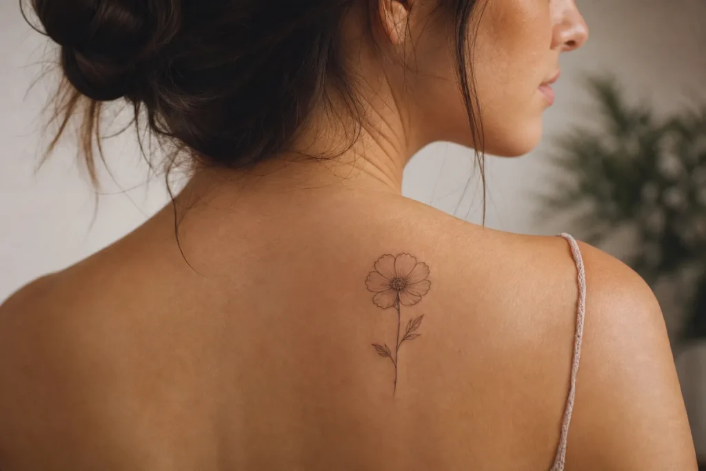 2. Tatuagem de flor para simbolizar crescimento e memória